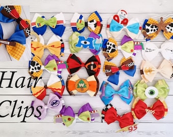 Personajes Disney Mickey Minnie Toy Story Dumbo Sully Mike Monster Inc Up - Lazo para el cabello navideño Disney pinza para el cabello lazo deslizante Accesorios para el cabello