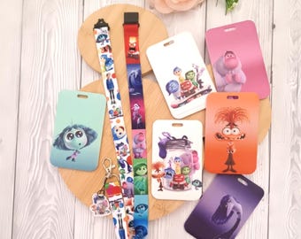 Disney Inside Out 1 & 2 Sadness Joy Anxiety Lanyard / keychain / lanyard badge holder / Matching Plastic ID name  - character lanyard gift