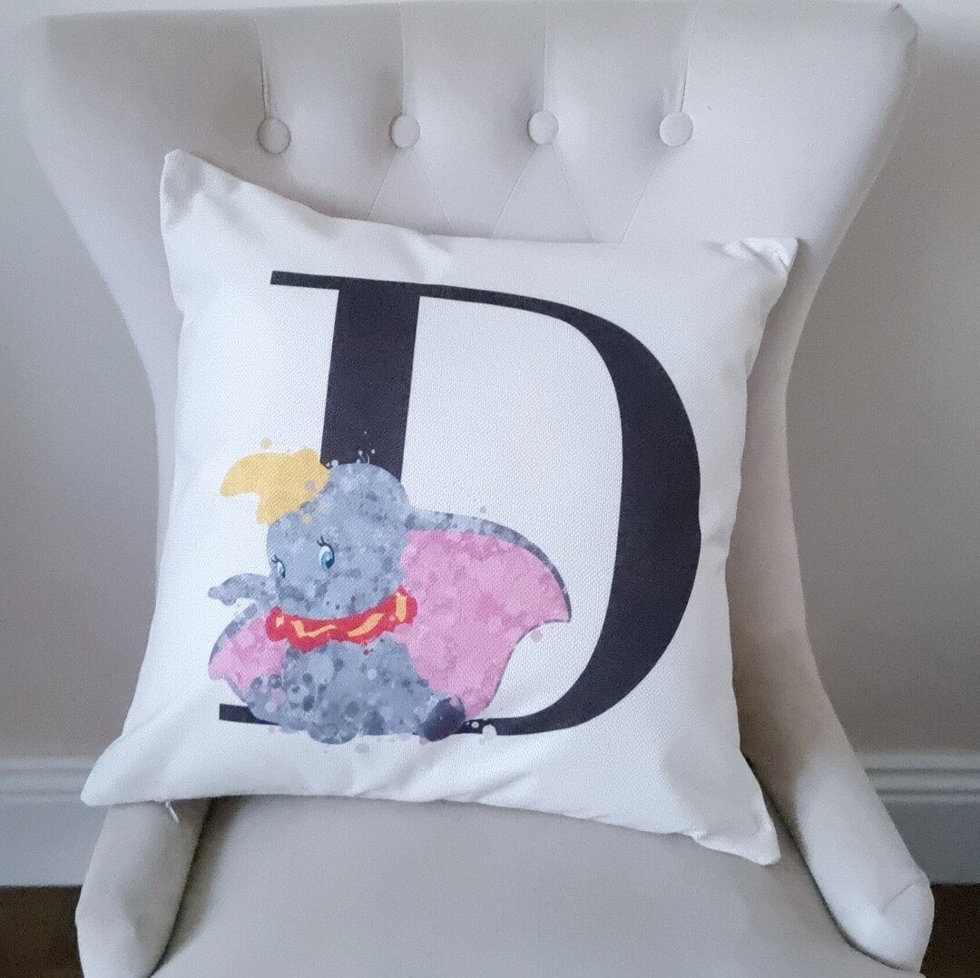 Disney Dumbo Flying Elephant Disney Inspired Letter D Cushion Pillow