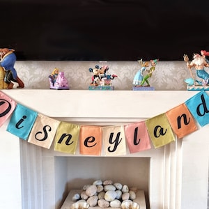 Disney Disneyland word Hessian Burlap Garland / Disney nursery Flag / Disney Bunting Banner / Disney Birthday Party - flag decor