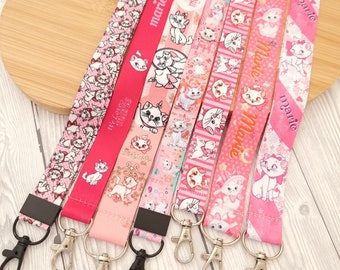 Disney Aristocats Marie Kitten pink - badge holder - Disney character lanyard - kids lanyard - Key holders clip gift