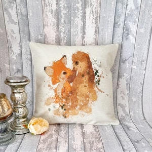 The fox and the hound inspired cushion cover throw pillow case 45cm vintage disney home decor gift