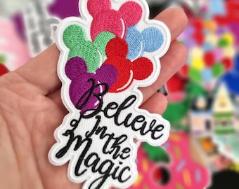 Believe in the Magic balloon Pick and mix Disney patches Embroidered patch / Iron on Patch / Clothes material patch / T-shirt Iron or sew On