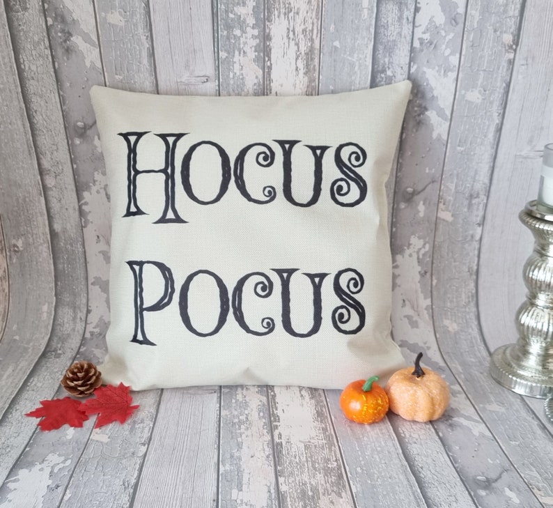 Halloween Disney black word quote Hocus Pocus inspired cushion cover throw pillow 45cm gift home Halloween decoration image 1