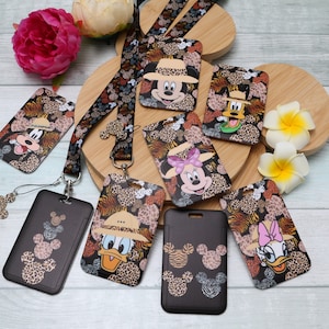 Mickey Minnie Disney Animal Safari print Lanyard / sleutelhanger / badgehouder keycord / bijpassende plastic ID-naam - cadeau personage