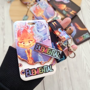 Disney Elemental Pixar Fire Lanyard / keychain / badge holder / Plastic ID name - Disney character lanyard Breakaway  safety clip - gift