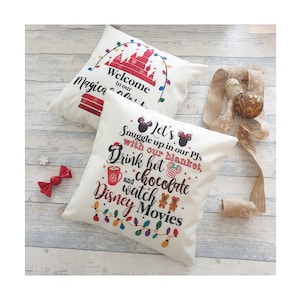 Double sided Disney Holiday &quot; Welcome to our magical Christmas + Lets snuggle&quot; Mickey gingerbread cushion throw pillow cover decoration gift