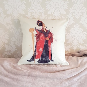 Aladdin splash art inspired Disney Villain Jafar cushion cover pillow bedroom gift home deco