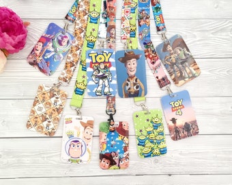 Toy Story Woody - Buzz - Alien Disney Lanyard / keychain / lanyard badge holder / Matching Plastic ID name  - Disney character lanyard gift