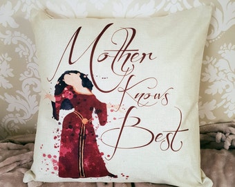 Rapunzel Mother Gothel Disney Villain quote " Mother Knows best  " cushion cover throw pillow case 45cm gift Disney home