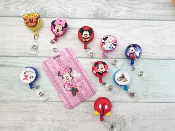 Disney Mickey Minnie Mouse Balloon Cupcake Reel Badge / Retractable Clip on  Badge / Pull Badge/ Nurse ID Reel Badge / Badge Reel Holder Clip -   Sweden