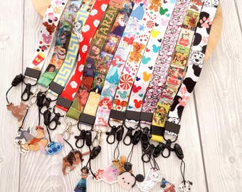 Vintage Disney Mickey Stitch Up ear balloon Castle Ratatouille Hercules WALL-E Lanyard / keychain / lD badge / Disney character lanyard gift
