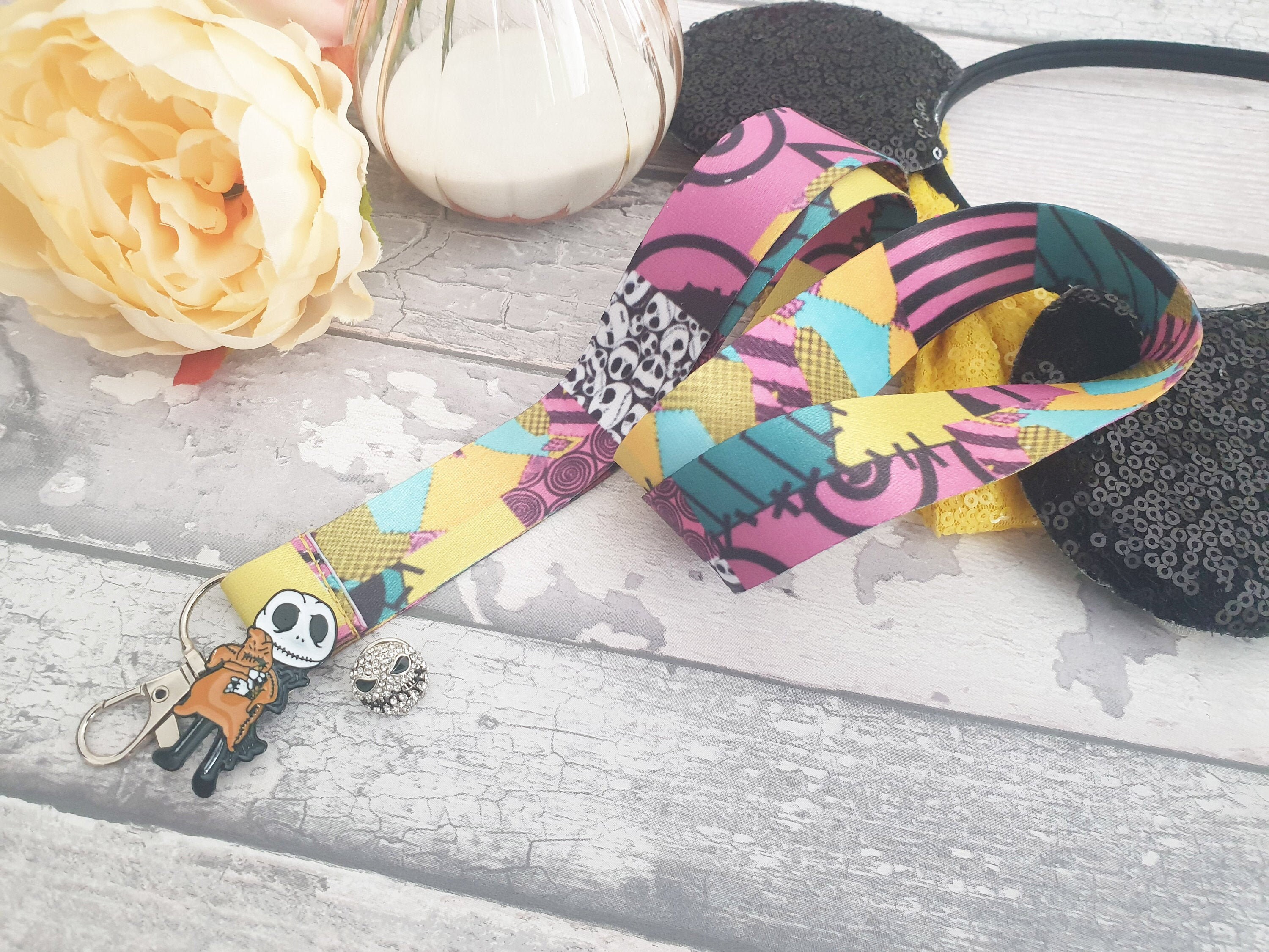 Nightmare before Christmas Jack & Sally Repeat LANYARD Keychain 