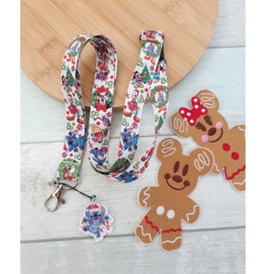 Disney Mickey Stitch Pluto Winnie Pooh Christmas Holiday Lanyard keychain / badge holder ID neck Lanyard Strap - Safety breakaway clip  gift