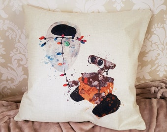 Disney Wall-e and Eva couple love inspired cushion cover throw pillow 45 by 45 cm Disney bedroom gift