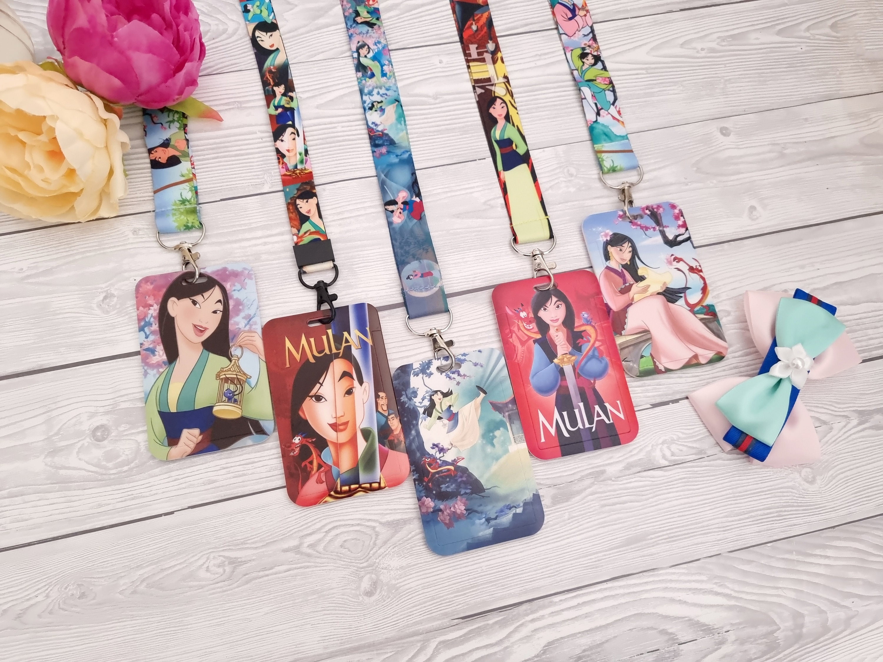 Mushu Key holders clip gift kids lanyard Li Shang Cri-kee Lanyard badge holder Disney character lanyard Disney Princess Mulan