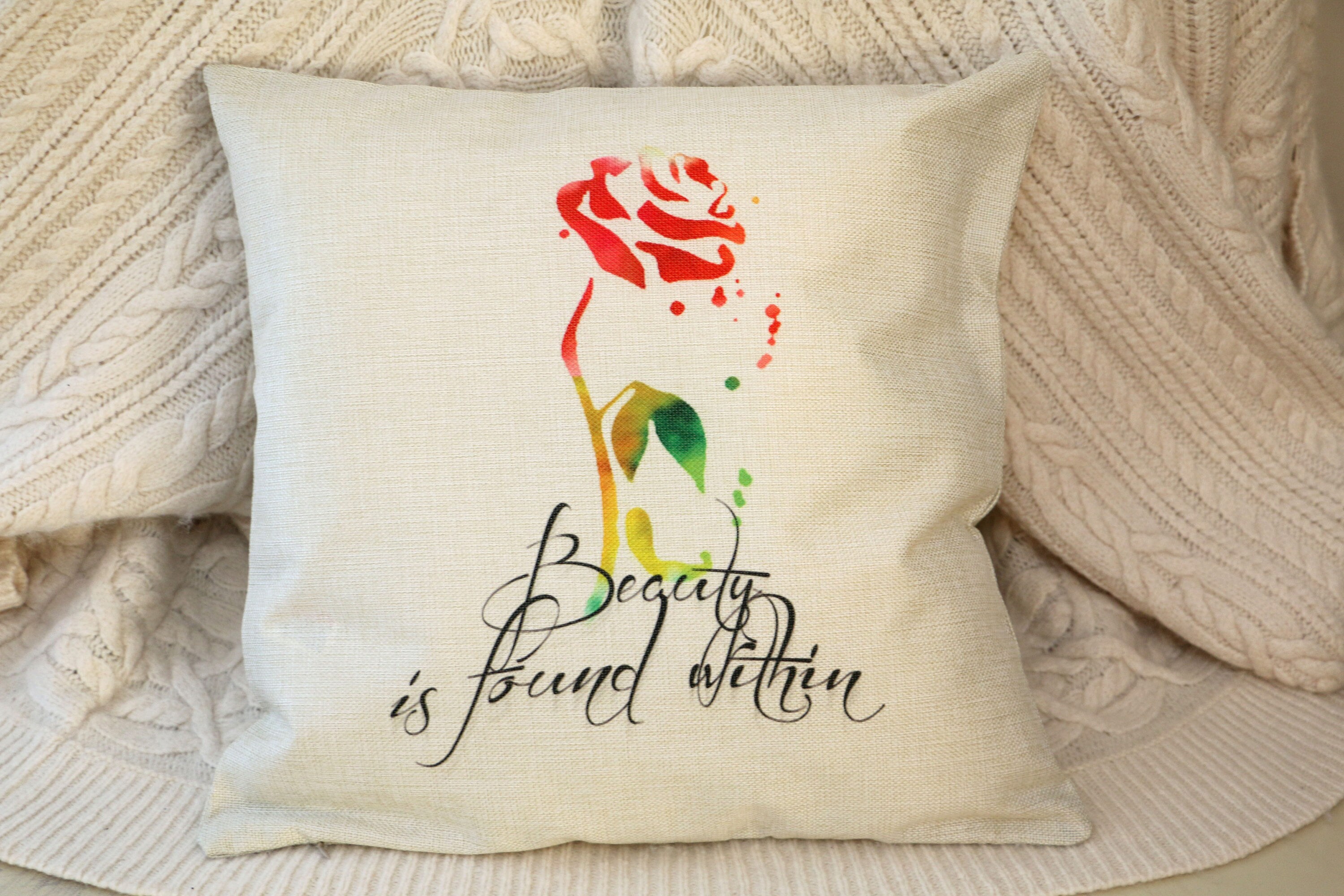 Beauty and the Beast Enchanted Rose Quote Beauty is Etsy UK