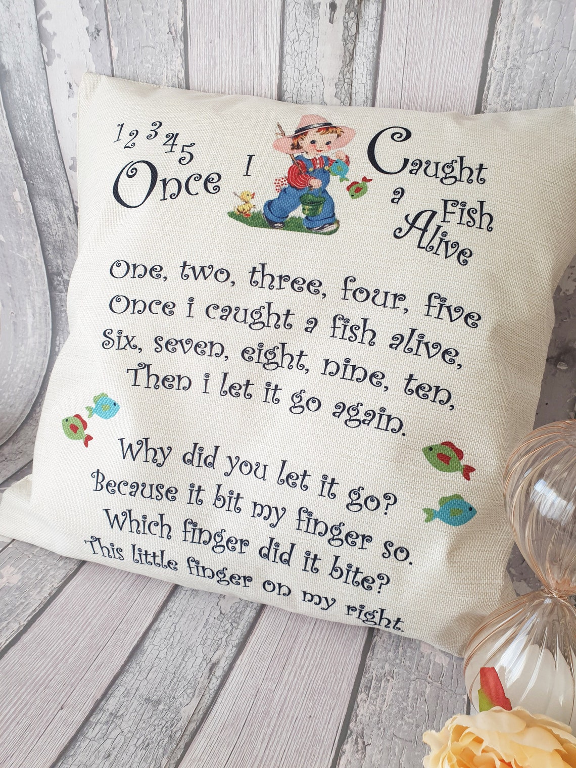 Nursery rhyme inspired cushion 1 2 3 4 5 Once I caught a Etsy