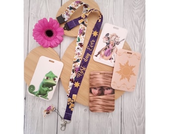 Disney Princess Rapunzel Tangled Flynn  Lanyard / keychain / lanyard badge holder / Matching Plastic ID name - Disney character lanyard gift