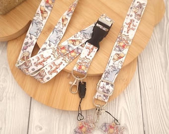 Winnie the Pooh Vintage Classic Disney Lanyard / keychain / badge holder / Matching ID name Disney character Breakaway safety Wristlet clip