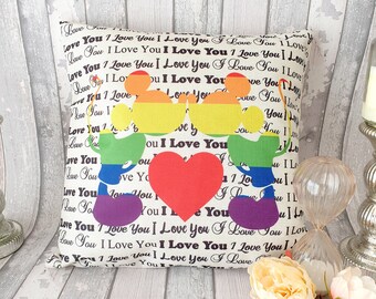 Mickey & Mickey mouse gay pride rainbow kissing love quote " I  Love you " cushion cover throw pillow 45cm gift decor