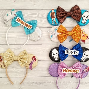 Disney Hercules Pegasus Meg Hades Mickey Disney Ears Headband Disneyland gold holiday Sequin ears