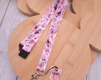 Disney lanyard met roze engel-personage Lilo & Stitch, ID-badgehouder - Pick and Mix-bundel