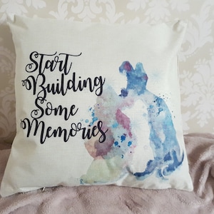 Lady and the Tramp dog  love couple watercolour quote &quot; Start building some memories&quot; cushion throw pillow cover Disney home decor gift