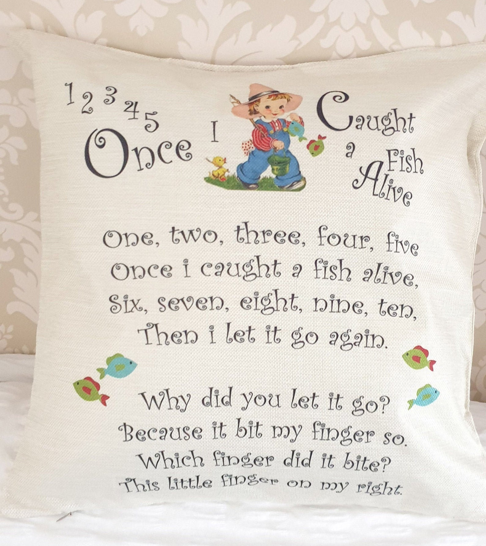 Nursery rhyme inspired cushion 1 2 3 4 5 Once I caught a Etsy