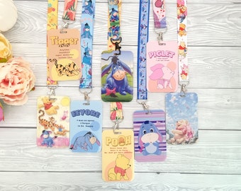 Winnie the Pooh - Tigger -Piglet Disney Lanyard / keychain / lanyard badge holder / Matching Plastic ID name - Disney character lanyard gift