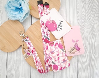 Disney Piglet Winnie the Pooh Tigger Eeyore Classic / keychain / badge holder / Matching ID name Disney character Breakaway safety clip gift