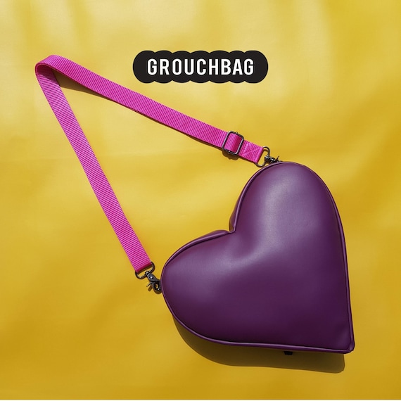 Handmade Purple Heart Bag: Faux Leather Crossbody Backpack