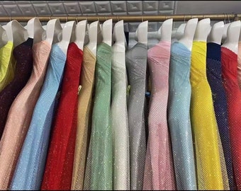 Rhinestone Fishnet Lace Fabric, Bridal Dress Material