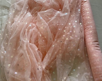 Fashion tulle lace fabric , Shinning colorful heart lace , Girl's Party /Brithday dress