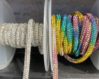 Colorful Rhinestone String Trim - DIY Decoration, Bridal Embellishment