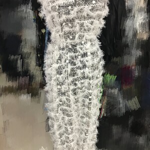White sequins dress lace fabric ,unique lace fabric , bridal lace fabric for dress , Shining lace fabric