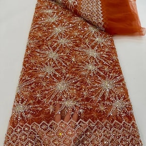 New fashion unique beaded lace fabric  ,Quality sequins lace fabric , Party dress lace fabric with star shape