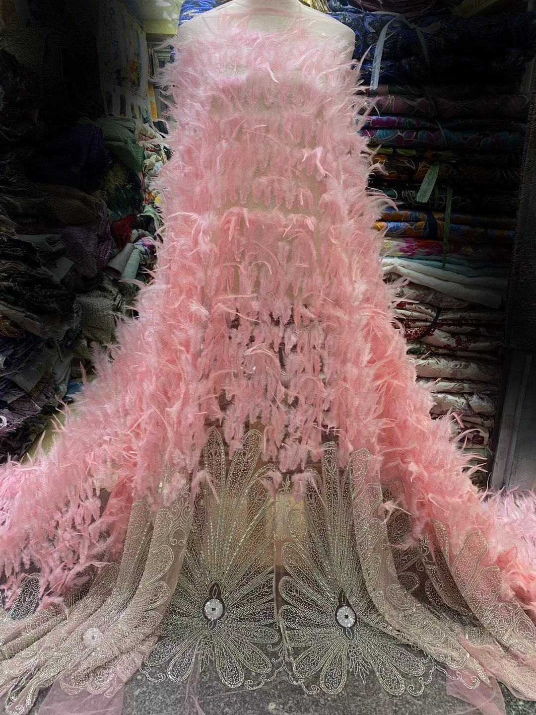 New Arrival Fashion Feather Lace Fabric , Fashion Show Lace Fabric