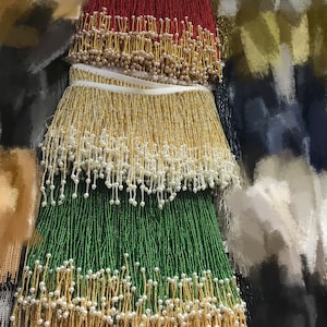 New arrvial heavy bead Fringe trim for haute couture , unique multicolor handmade bead fringe tassel with pearls for dress