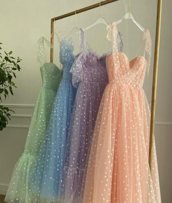 strapless open back dress Periwinkle Tulle Appliques Lace-Up A-Line Long Prom Dress – Modsele