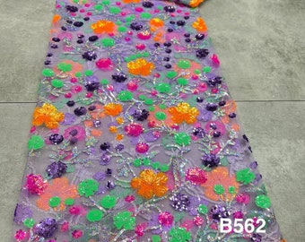 Pailletten-Blumen-Spitzenstoff, elegante Blumenstickerei, Hochzeitskleid Material