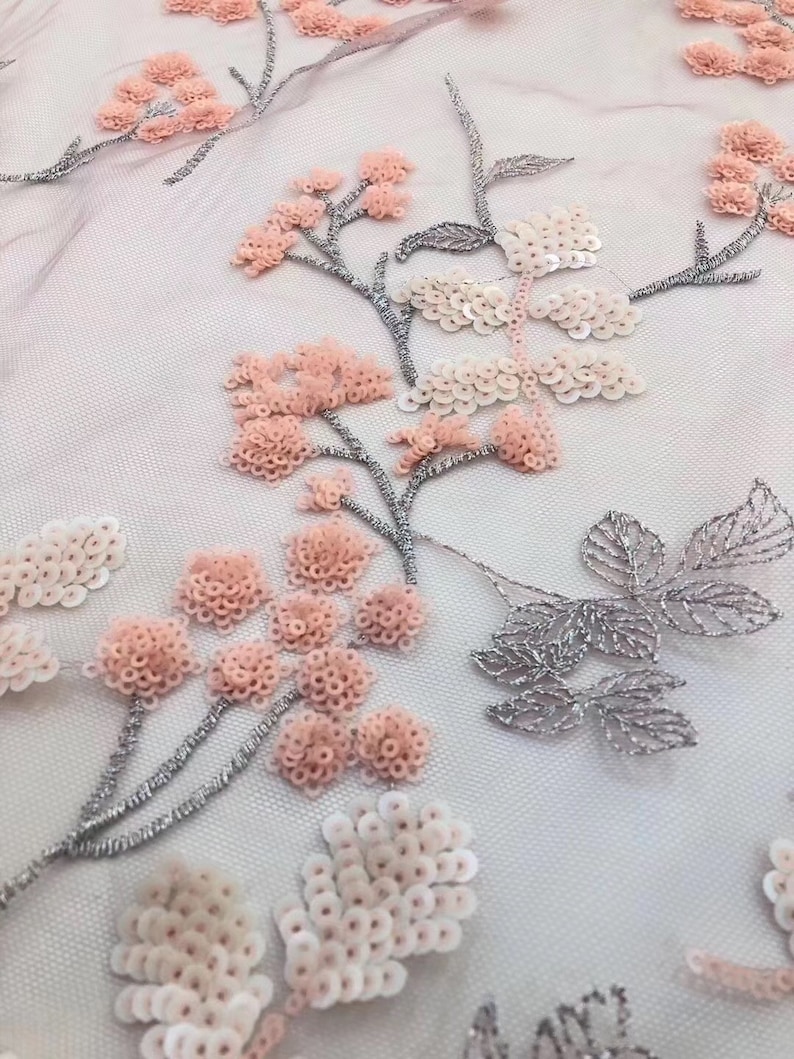 women fashion fabric of new arrivals Hot selling flower sequins lace fabric fashion dress lace fabric