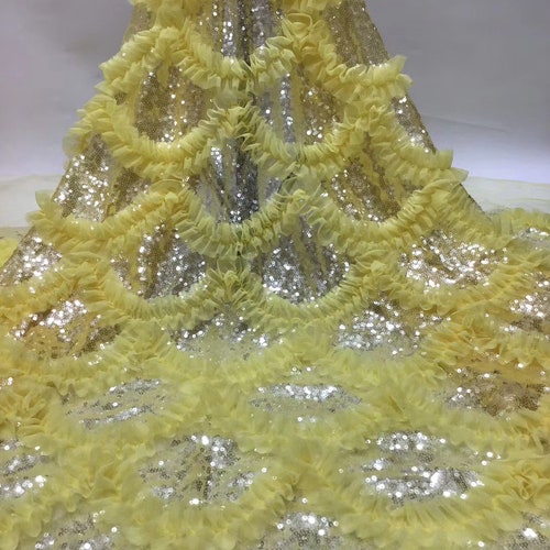Shops 8 colors Fashion 3D lace fabric , wedding dress lace fabric with sequins , Party dress lace fabric