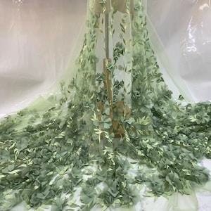 3D-bloemkantstof, veelkleurig borduurwerk, kant trouwjurk