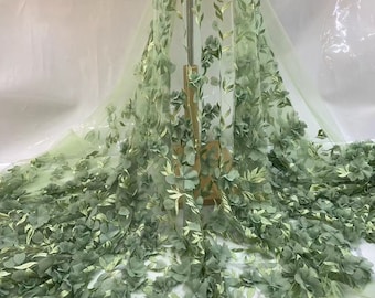 3D Flower Lace Fabric, Multicolor Embroidery, Wedding Dress Lace