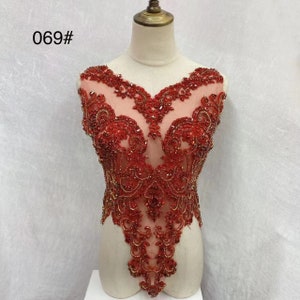 Design de patch appliqué pour occasion de luxe, patch appliques rouges, appliques brillantes en strass