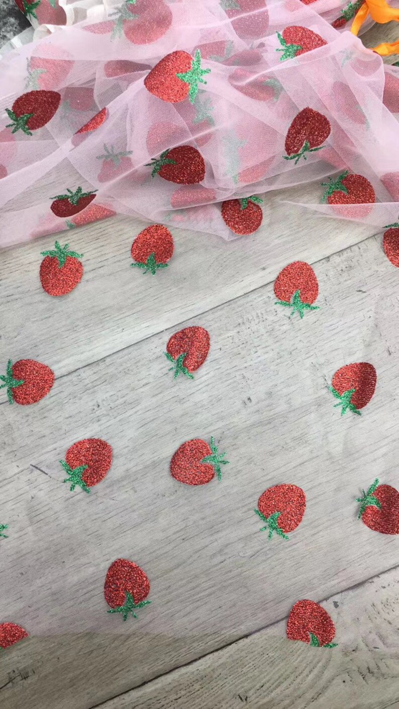 strawberry print tulle
