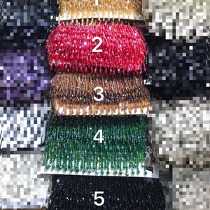 New arrival Shinning heavy rhinestone Fringe trim for haute couture, 11colors handmade bead fringe tassel sell by yard