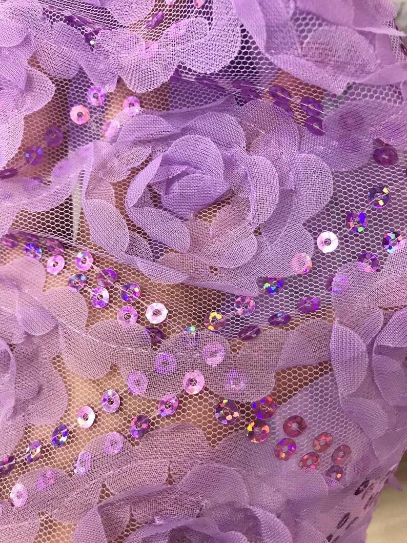 Purple 3d flower lace fabric soft french wedding dress lace Etsy