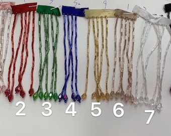 Handmade Seed Bead Fringe Trim with Rhinestones, Haute Couture, 10cm Wide, Sold by Yard